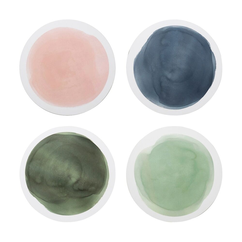 Ecology 4pc Ecology Watercolour Seaside Circle Coasters w/ Cork Backing Earth Tones (2 Pack) — image 2