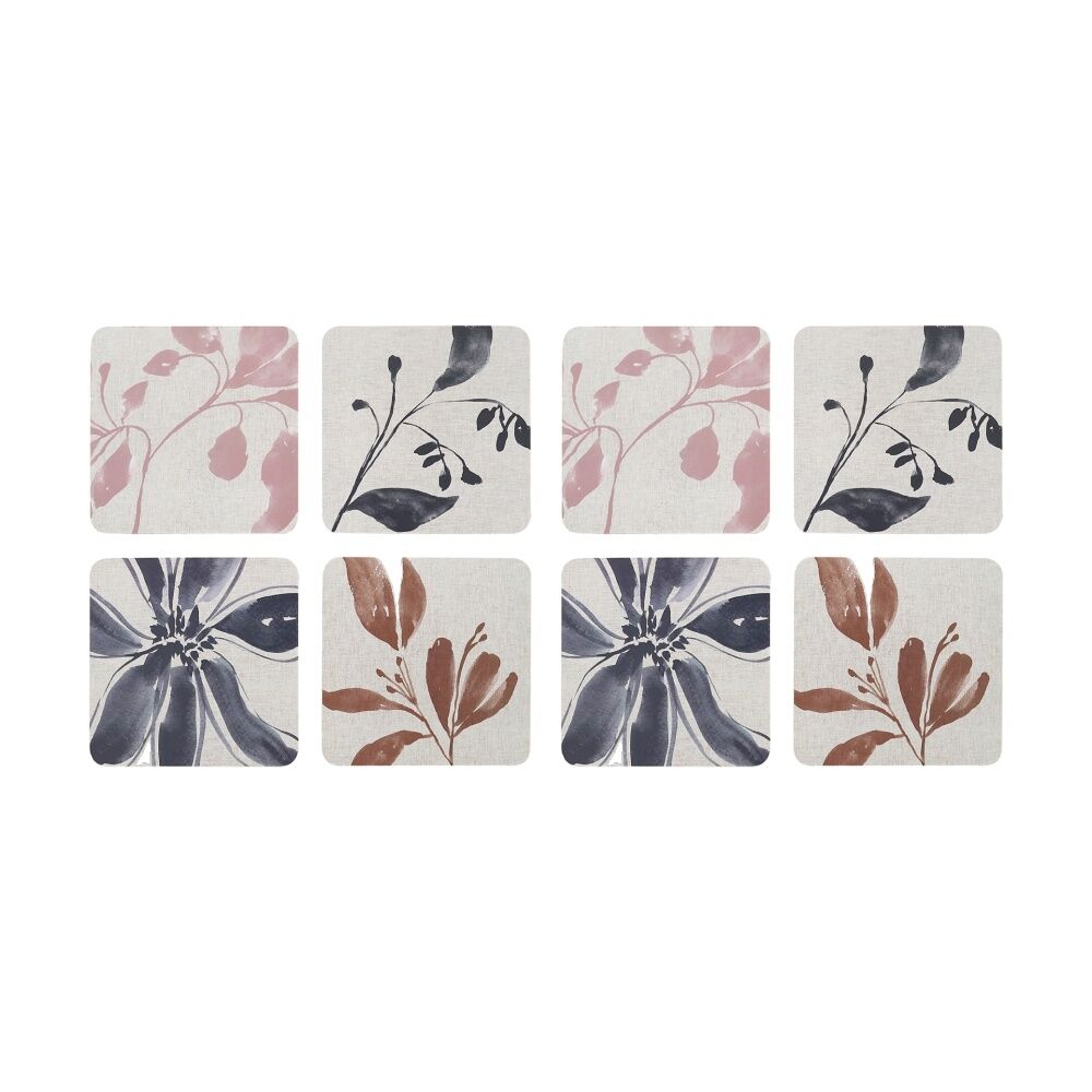 Ecology 4pc Ecology Hand Drawn Floral Silhouettes Cecile Rectangle Coasters 10cm (2 Pack)