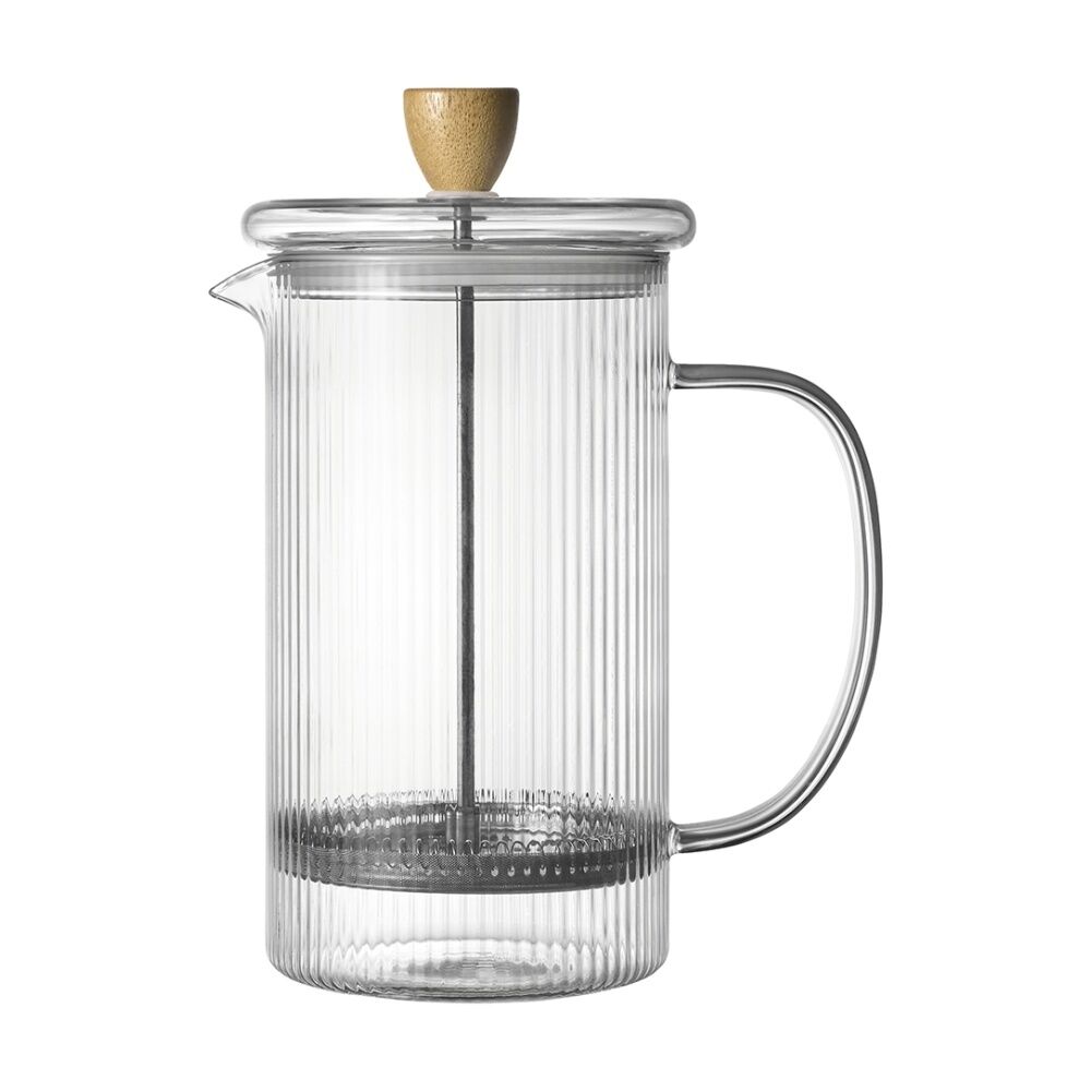 Ecology 1L Tea & Coffee Rippled Infuse Glass Plunger French Pressed