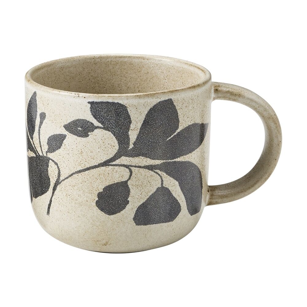 Ecology 380ml Hand Drawn Floral Silhouettes Cecile Coffee Mug Midnight Charcoal