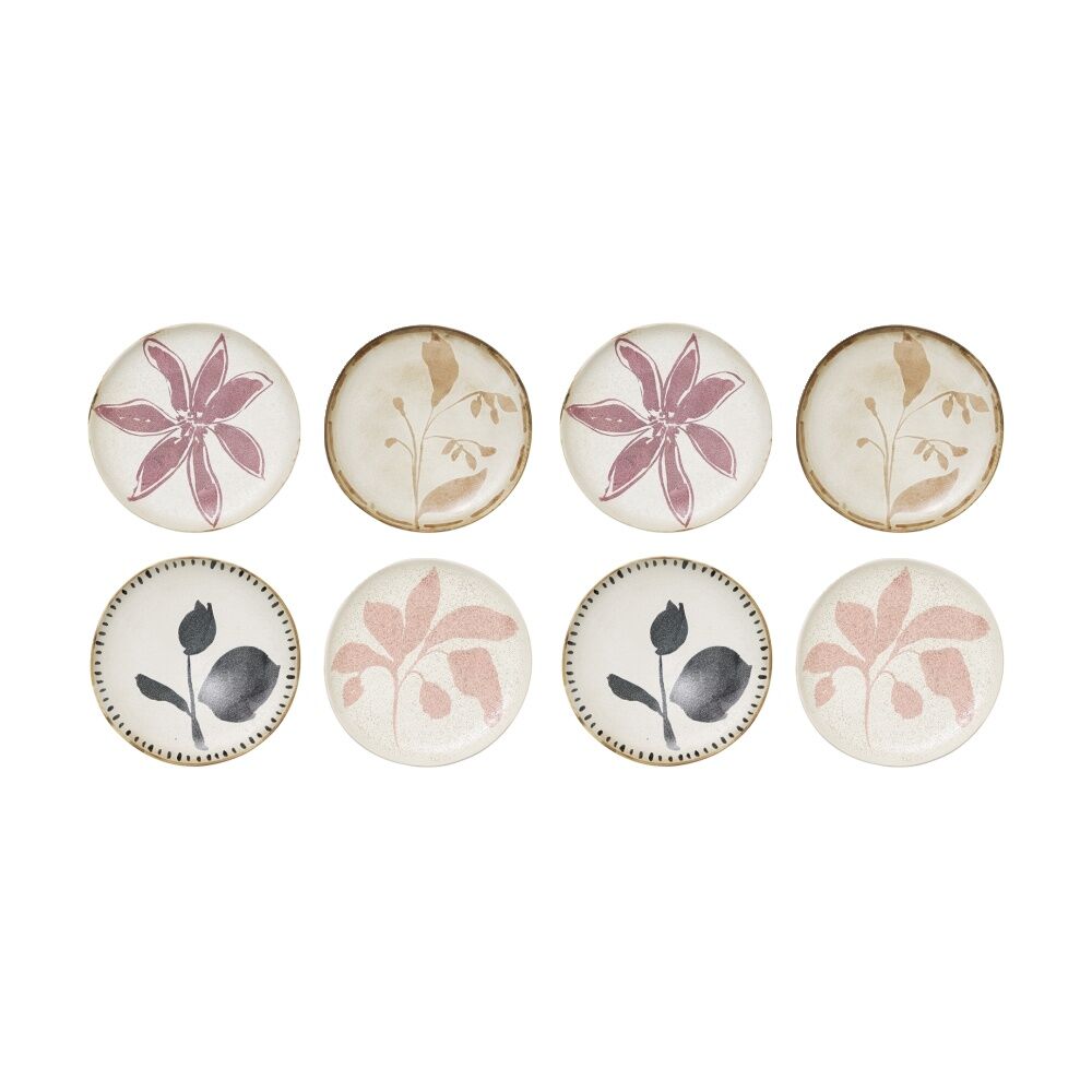 Ecology 4pc Drawn Floral Silhouettes Cecile Cake Side Plates Multicoloured (2 Pack)