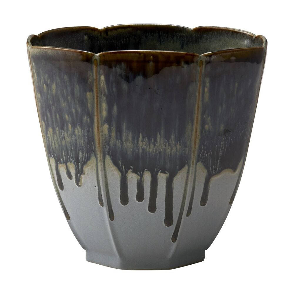 Ecology 20cm Midnight Matte Glaze Gretta Vase Flower Sculpted