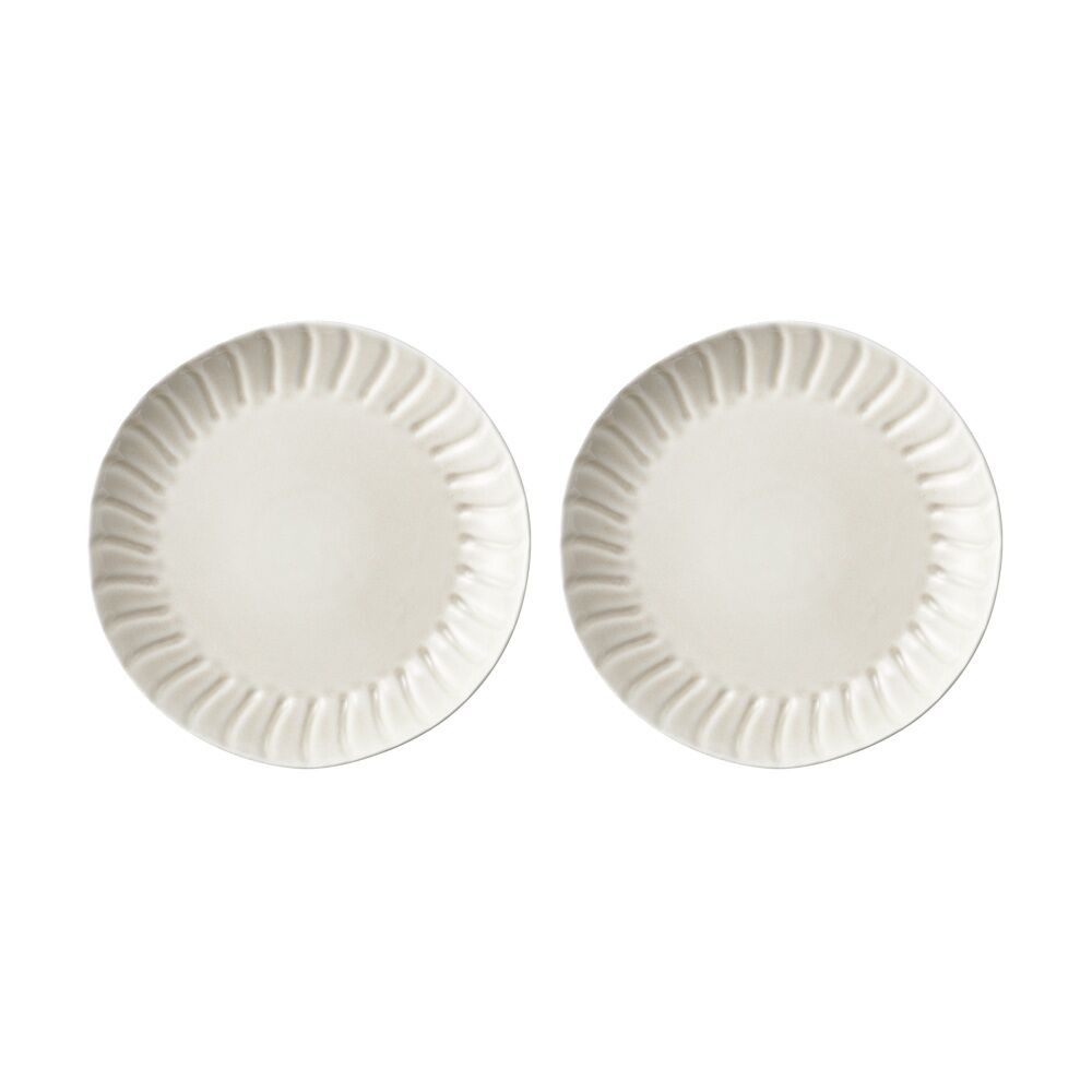 Ecology Ritual Rippled Porcelain Dinner Plate Frost Off White 26.5cm (2 Pack)
