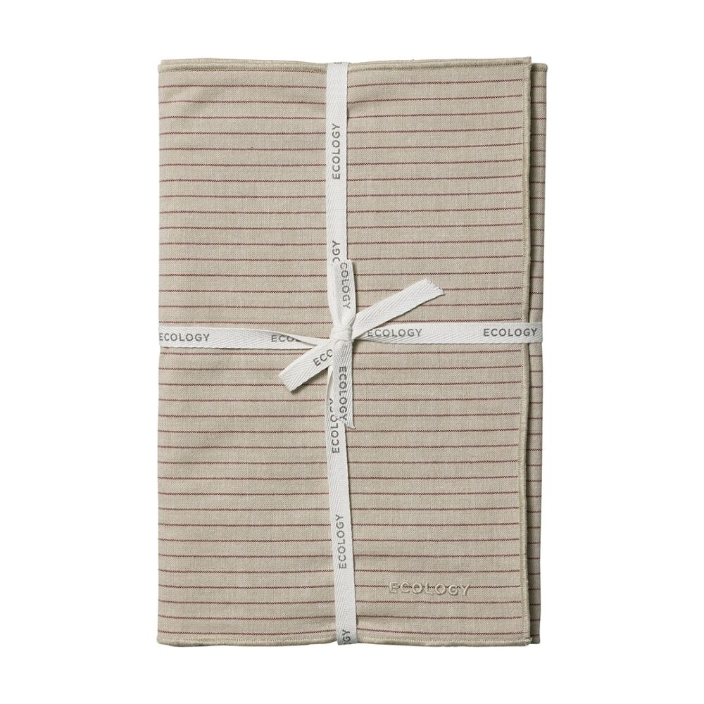 Ecology 35x180cm Tonka 100% Cotton Table Runner Beige and Red Sienna Stripe — image 2