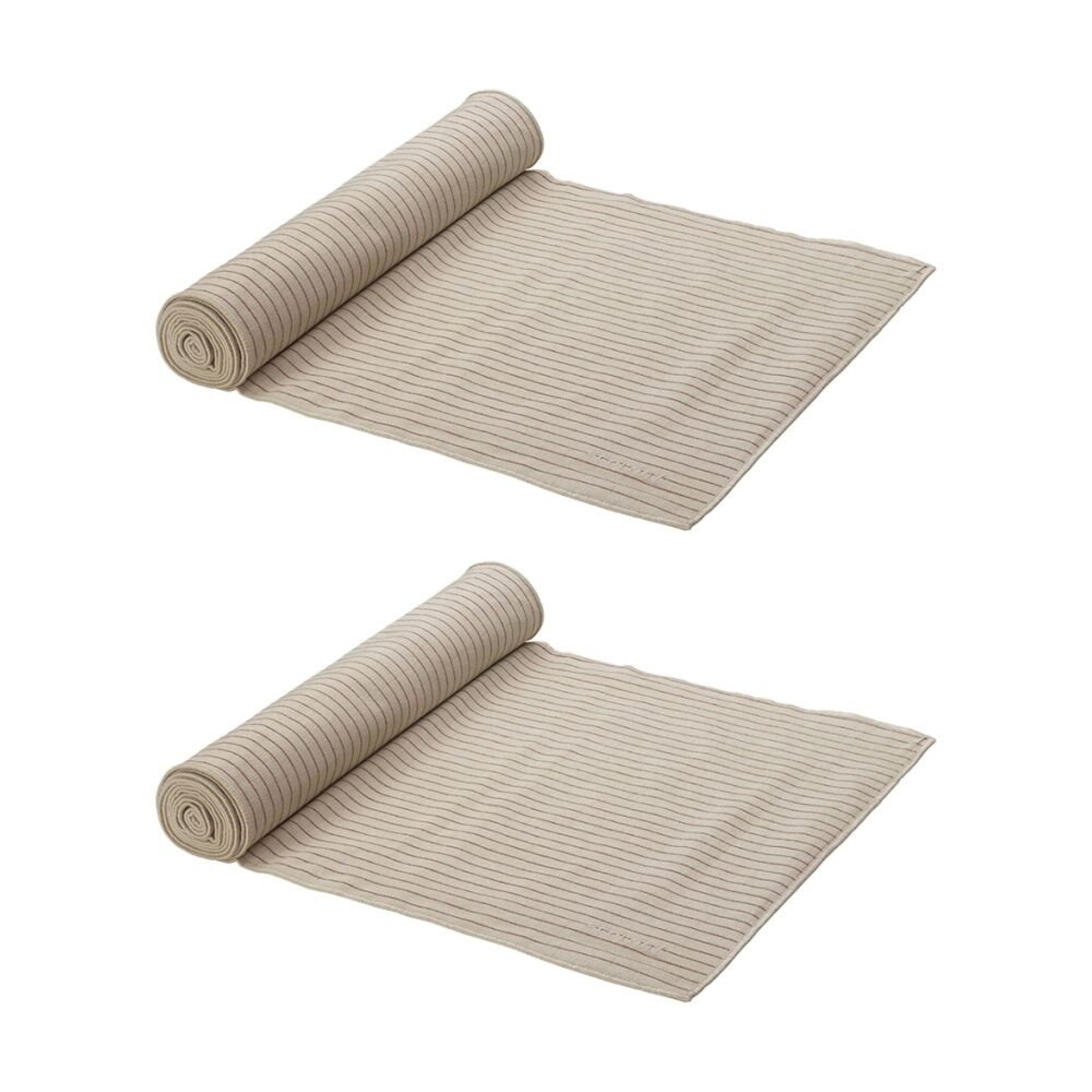 Ecology Tonka 100% Cotton Table Runner Beige and Red Sienna Stripe 35x180cm (2 Pack)