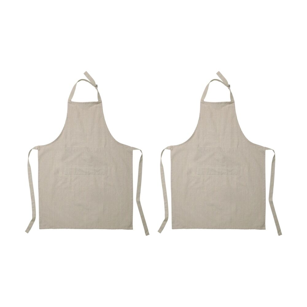 Ecology Tonka 100% Cotton Kitchen Apron Biege & Red Sienna Stripe 70x95cm (2 Pack)