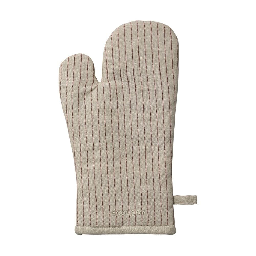Ecology 32x17cm Tonka 100% Cotton Oven Glove/Mit Biege & Sienna Stripe — Red