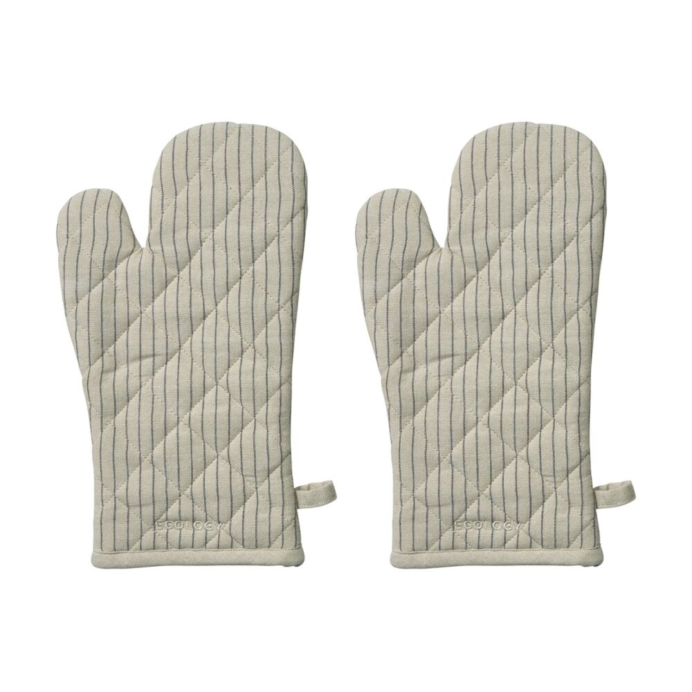 Ecology Tonka 100% Cotton Oven Glove/Mit Biege & Stone Sienna Stripe 32x17cm (2 Pack)