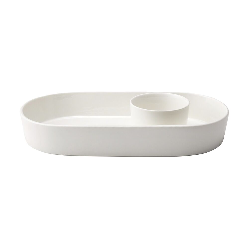 Ecology Creamy White Origin Oval Chip & Dip Bowl Porcelain Serveware