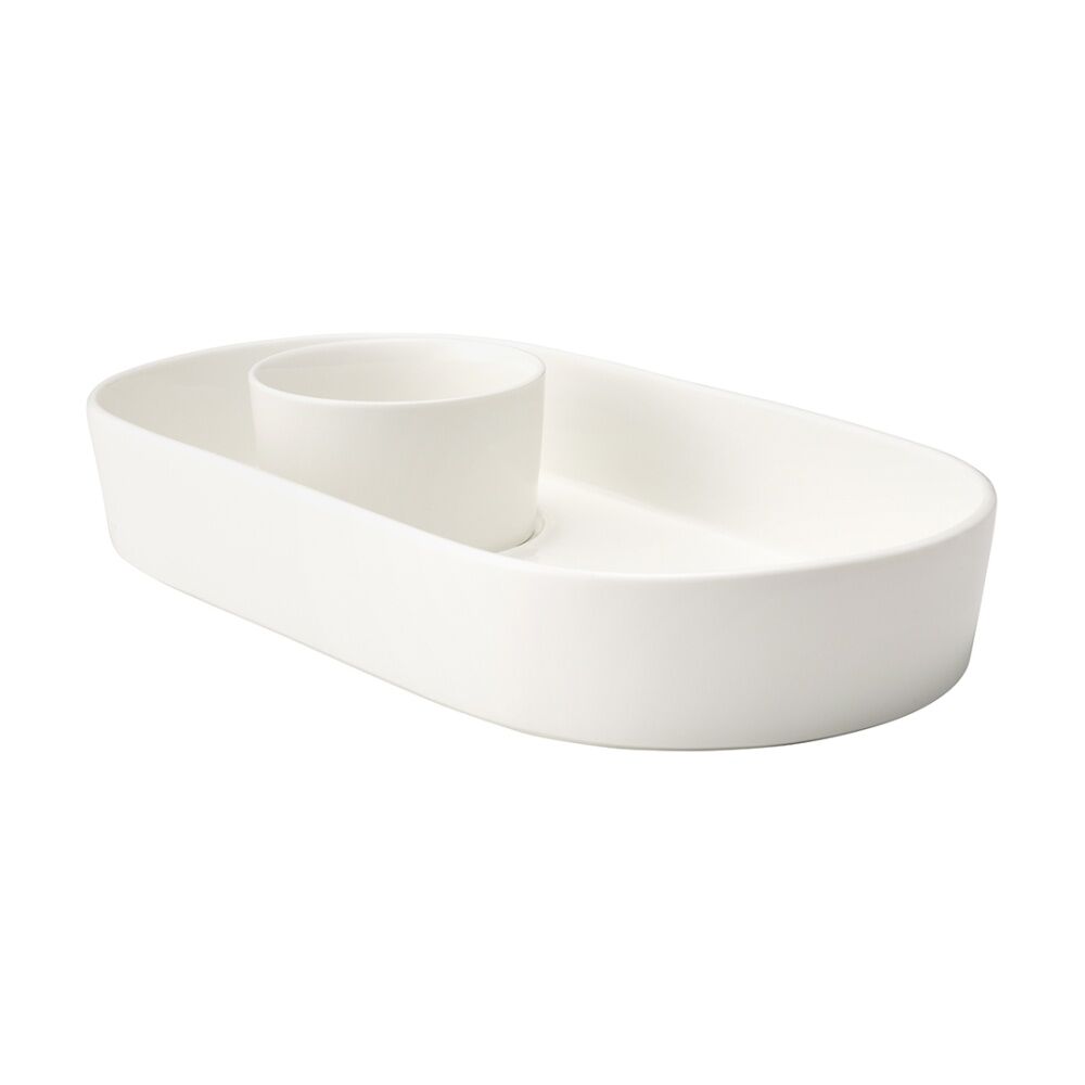 Ecology Creamy White Origin Oval Chip & Dip Bowl Porcelain Serveware — image 2