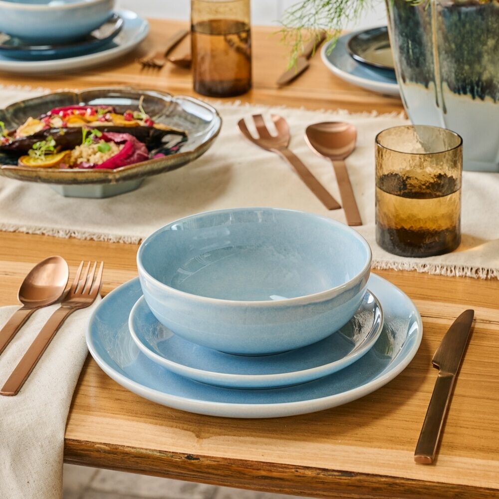 Ecology Element Dinnerware Set Plate Side-Plate & Bowls Sky Light Blue (12 Pieces) — image 2
