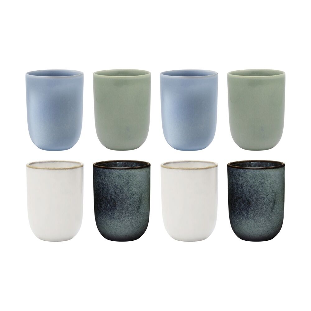 Ecology 4pc Ecology Element Stoneware Cuddle Mugs Green Blues & White 250ml (2 Pack)