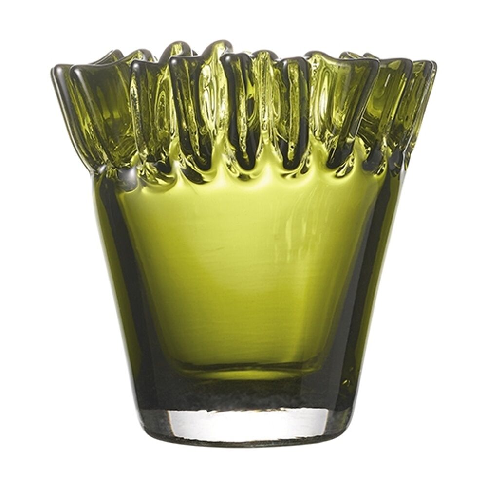 Ecology 14cm Tousle Decorative Edges Fluted Flower Vase Meadow Green