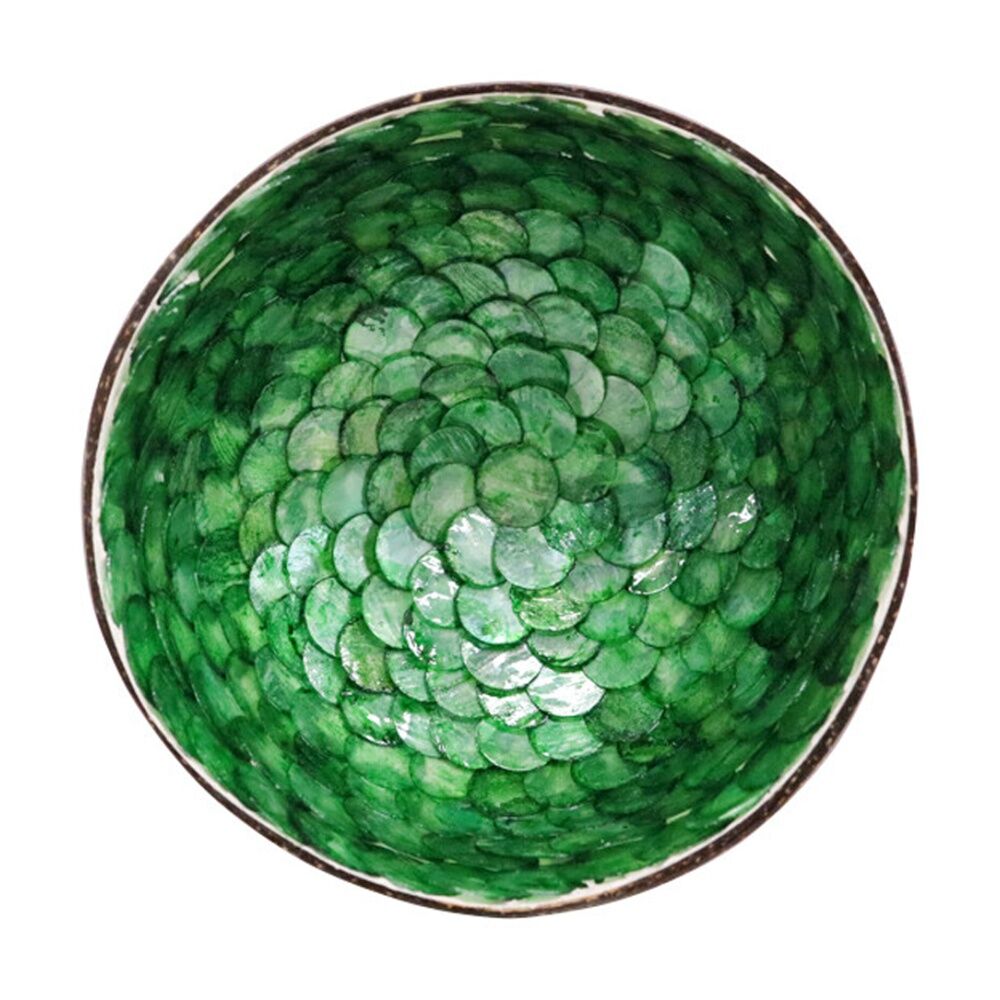 LVD 13x13x6cm Emerald Decorative Round Coconut Capiz Trinket/Jewellery Bowl