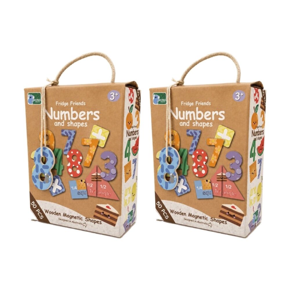 Koala Dream 50pc Koala Dream Kids 3y+ Fridge Friends Wooden Numbers & Shapes Magnets (2 Pack)