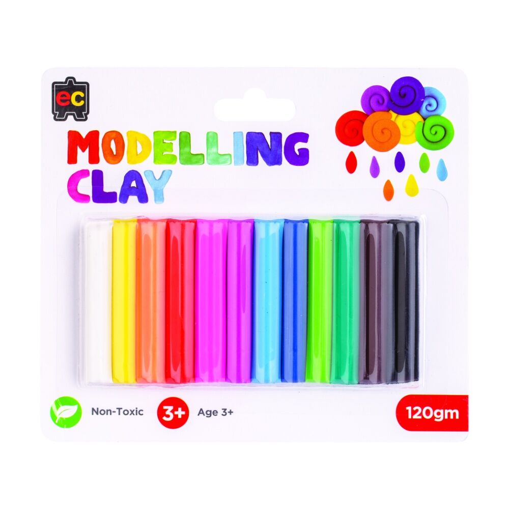 Educational Colours Modelling Clay with 12 Kids Art/Craft 10gm 3y+ Assorted (12 Pieces)