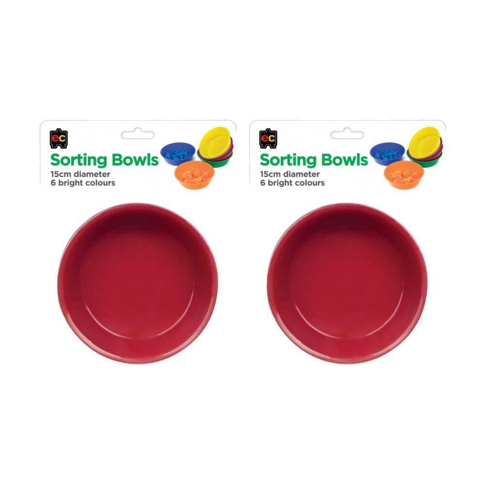 Educational Colours 6pc Educational Colours Plastic Painting and Sorting Bowls 15cm 2y+ Assorted (2 Pack)