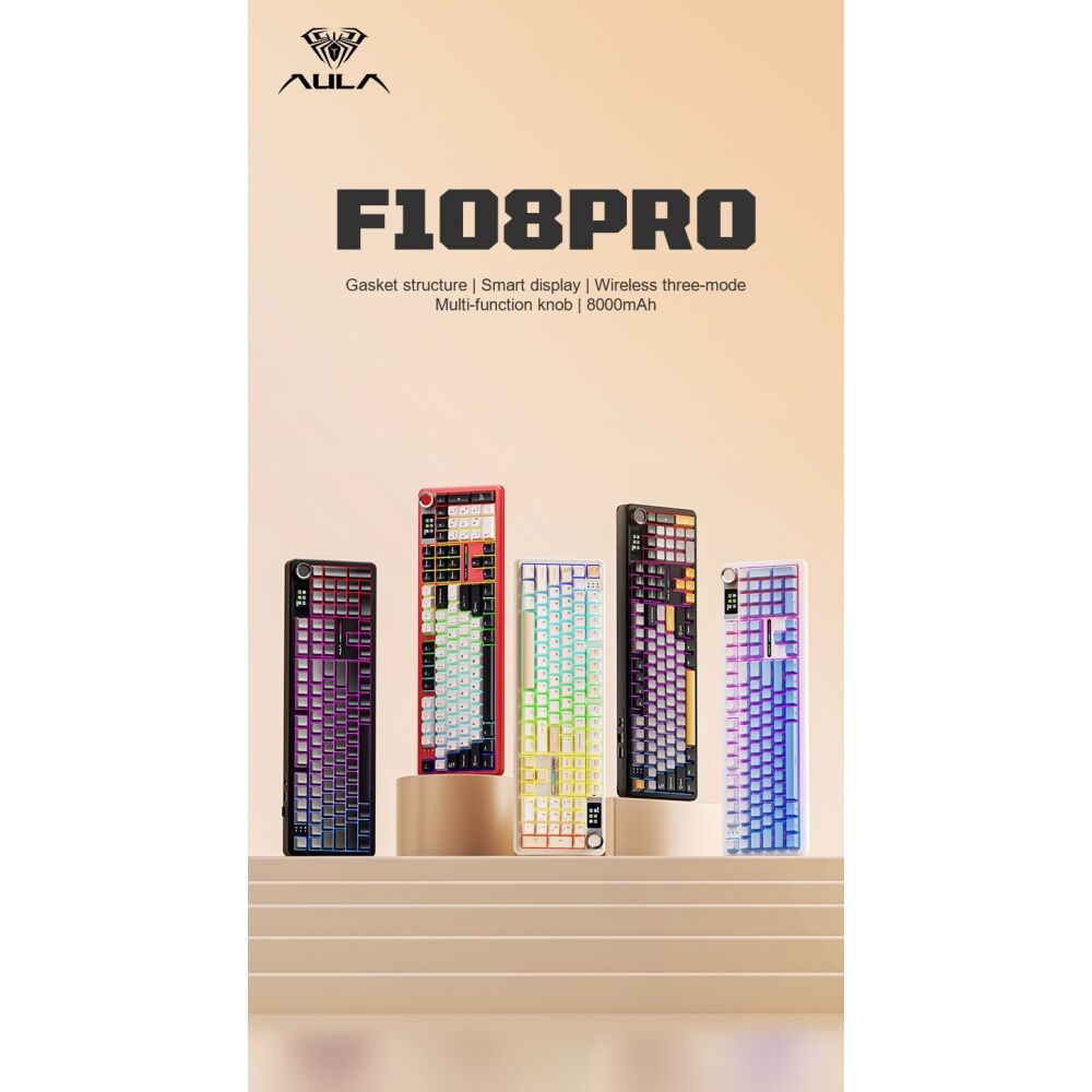 Aula Gradient Grey F108PRO Wireless Tri-Mode Gasket RGB Mechanical Keyboard — image 2