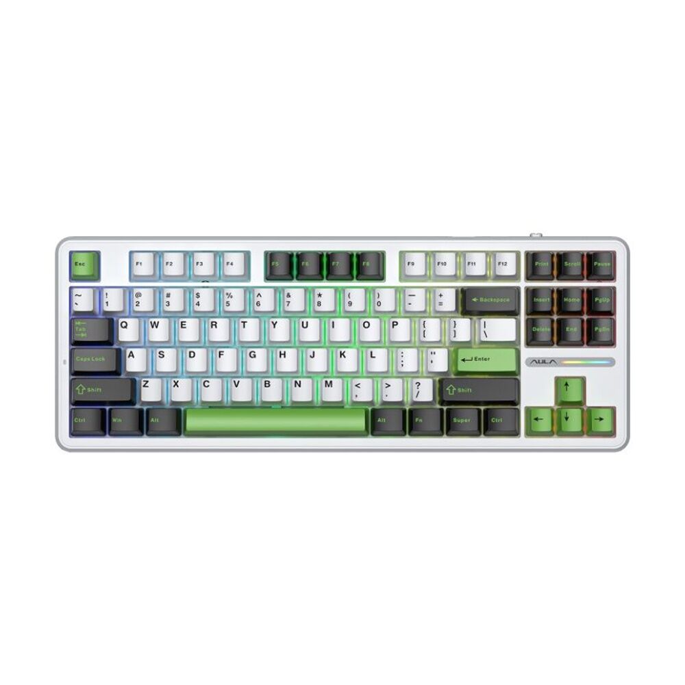 Aula Black/White/Green F87 Wireless Tri-Mode Gasket Mechanical Keyboard