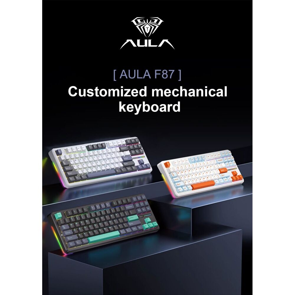 Aula Black/White/Green F87 Wireless Tri-Mode Gasket Mechanical Keyboard — image 2