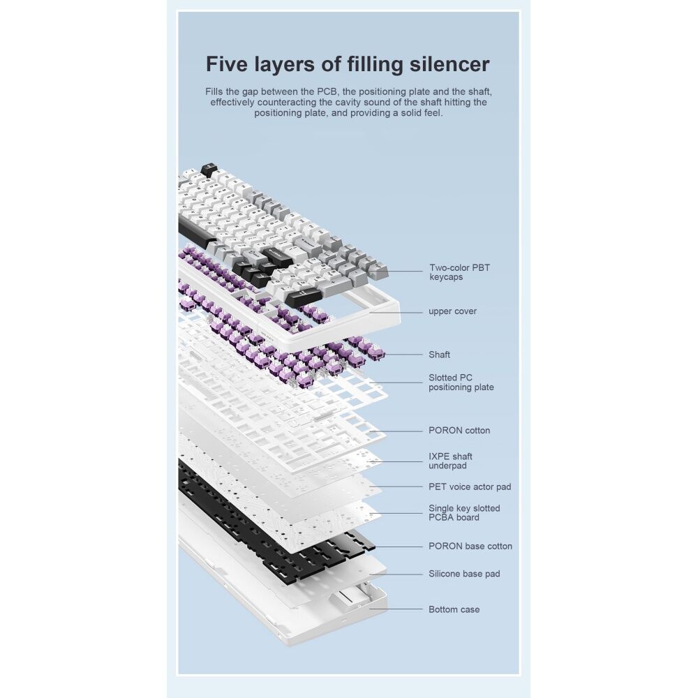 Aula Gradient Pink F99 Wireless Tri-Mode Gasket Mechanical Keyboard — image 6