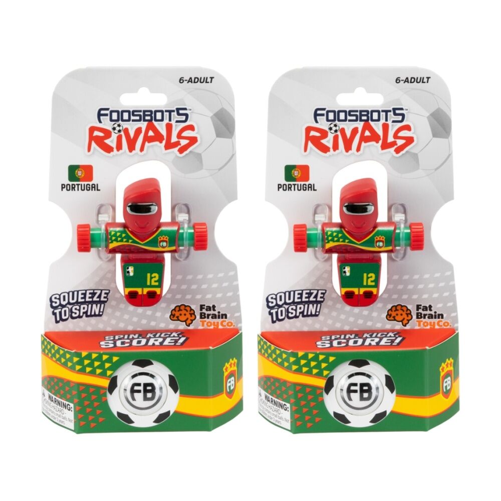 Foosbots 6Y+ Rivals Team Portugal Squeeze To Spin Kids Soccer Football Toy (2 Pack)