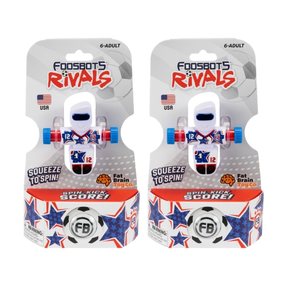 Foosbots 6Y+ Rivals Team USA Squeeze To Spin Kids Soccer Football Toy (2 Pack)