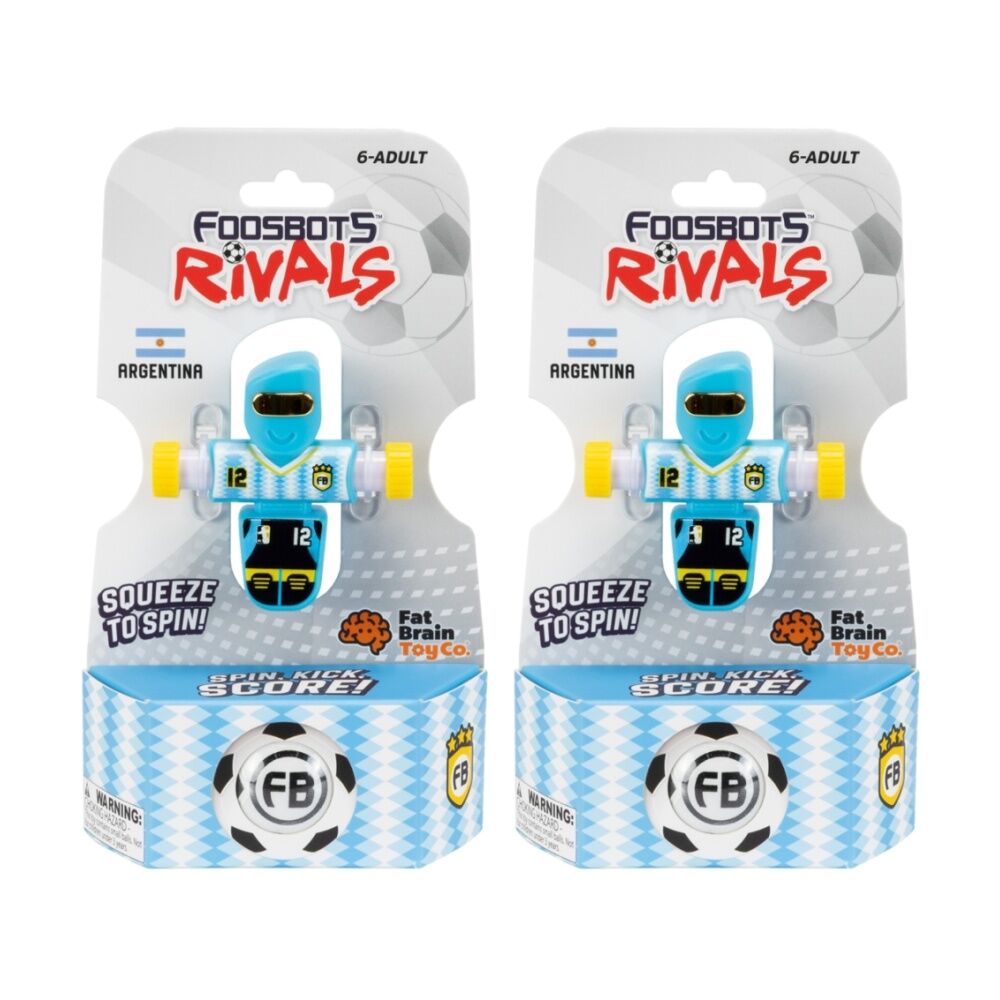 Foosbots 6Y+ Rivals Team Argentina Squeeze To Spin Kids Soccer Football Toy (2 Pack)