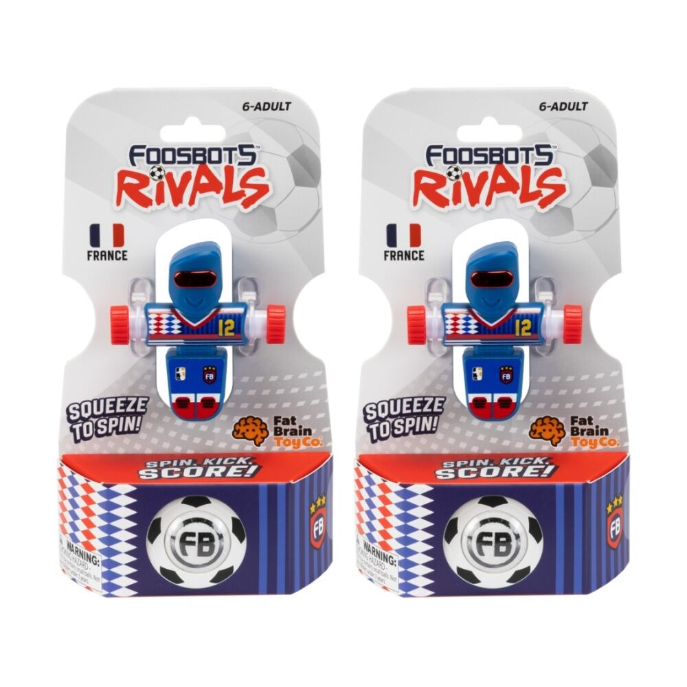 Foosbots 6Y+ Rivals Team France Squeeze To Spin Kids Soccer Football Toy (2 Pack)