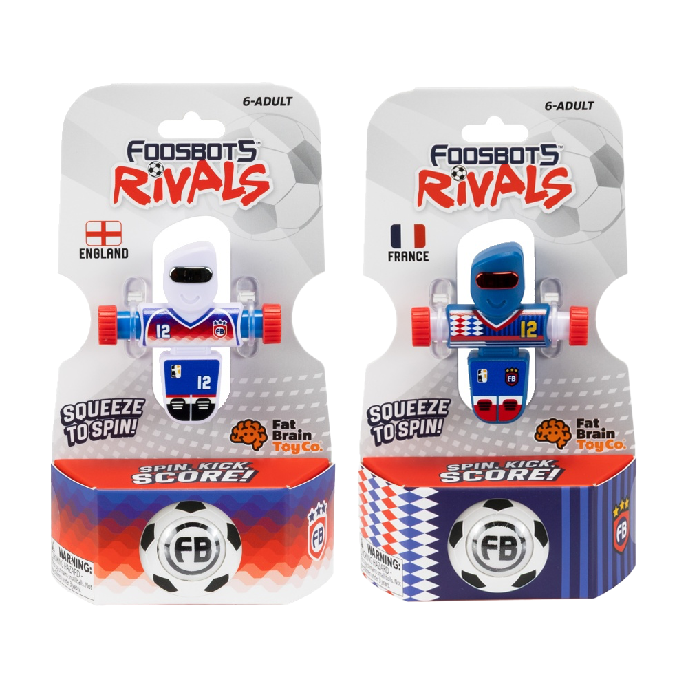 Foosbots 6Y+ Rivals France & England Squeeze To Spin Kids Soccer Football Toy