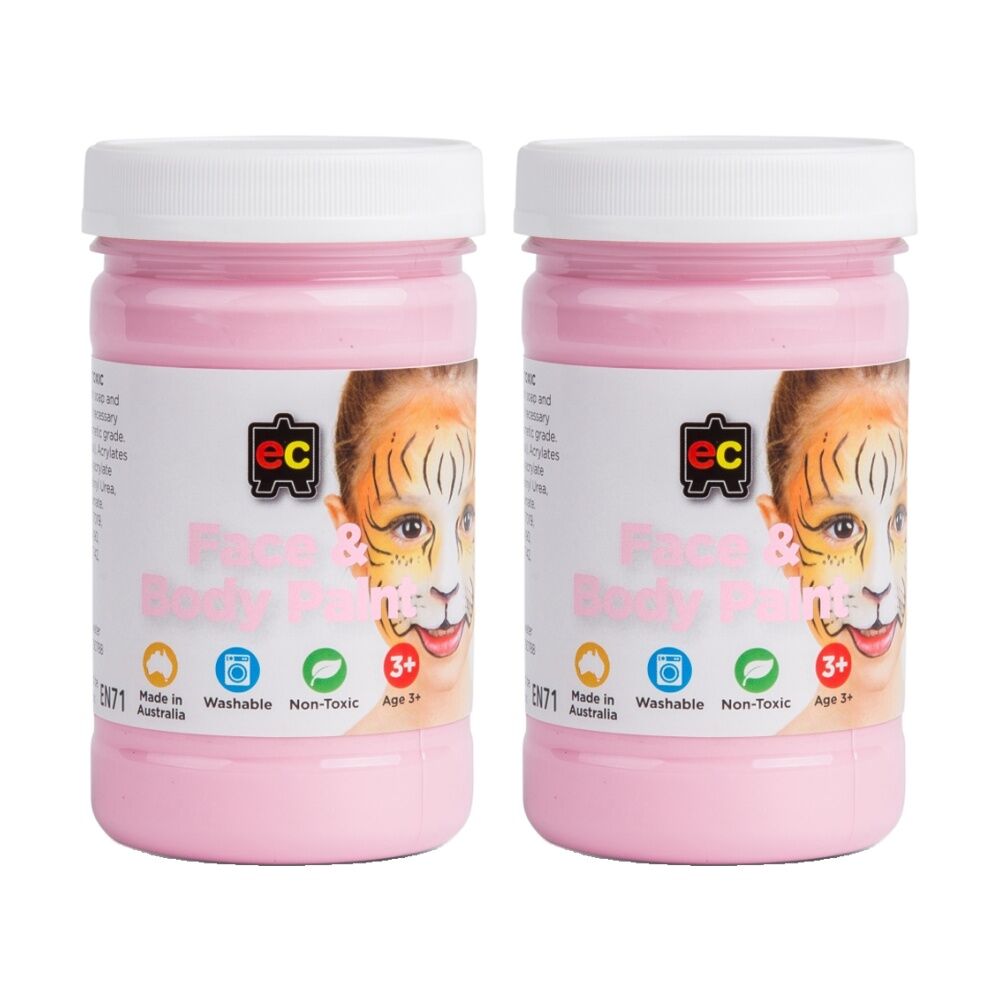 Educational Colours Washable Face Paint Pink Kids Art/Craft 175ml 3y+ (2 Pack)