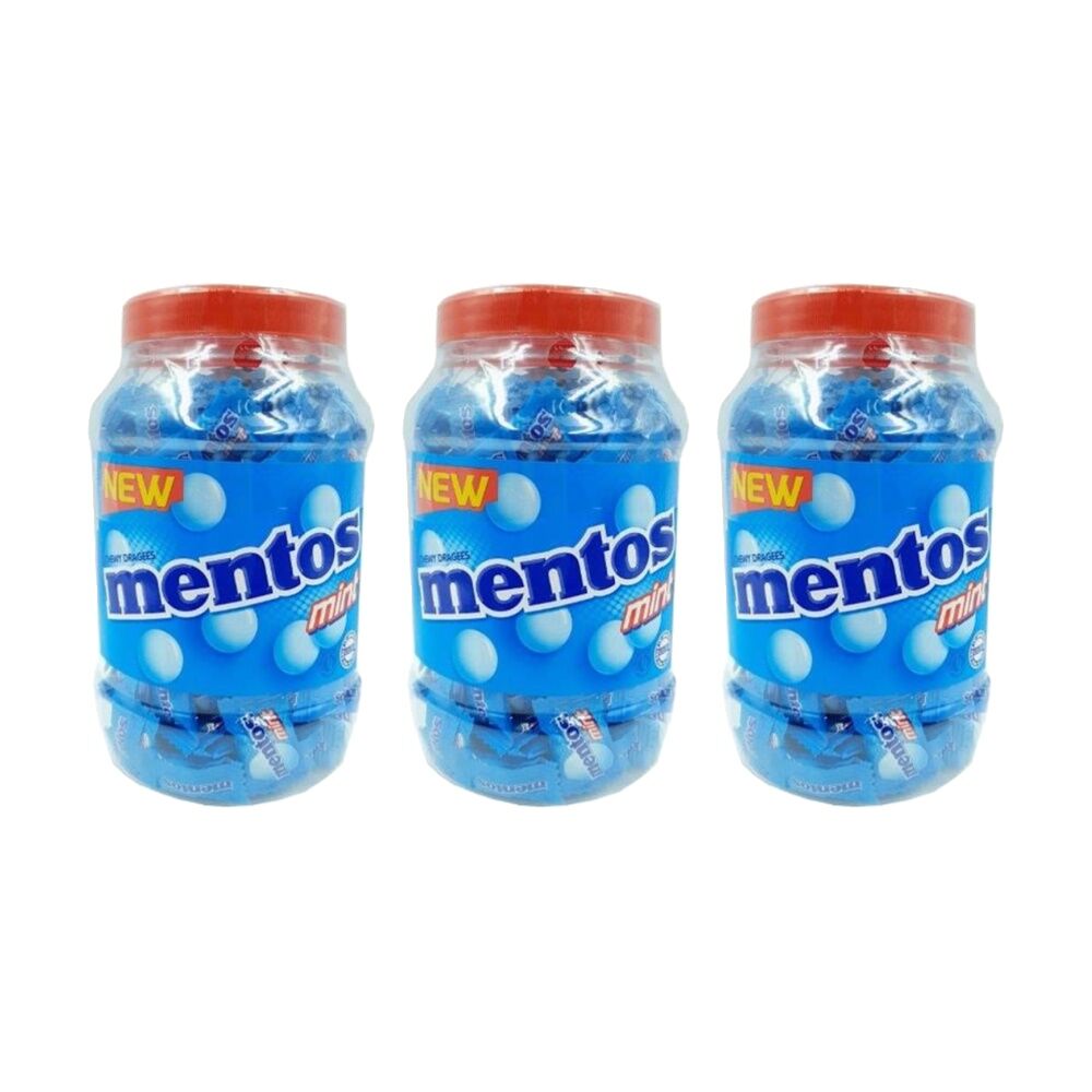 Mentos Mini Mint Breath Mints Jar w/ Resealable Lid 540g (3 Pack)
