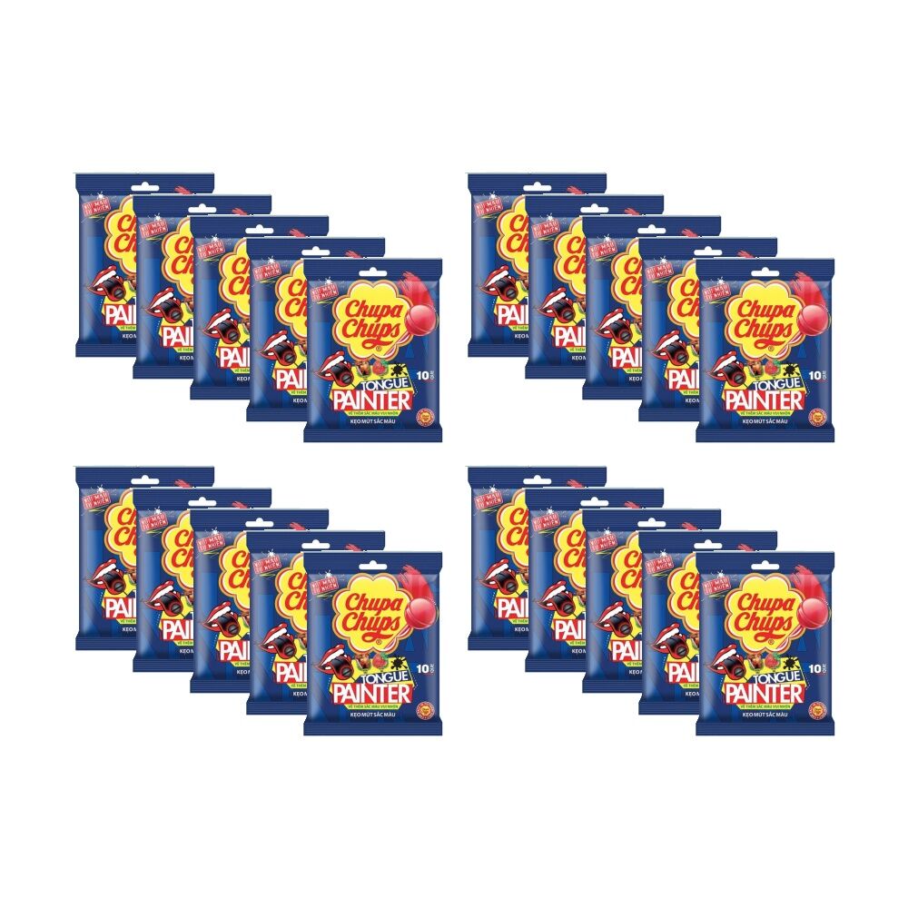 Chupa Chups Tongue Painter Sour Lollipops Colourful Sweets Pack 93g (20 Pack)