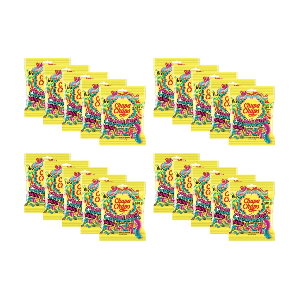 Chupa Chups Jelly Mini Crawlers Gummy Lollies Sweets Pack Multi Flavour 90g (20 Pack)