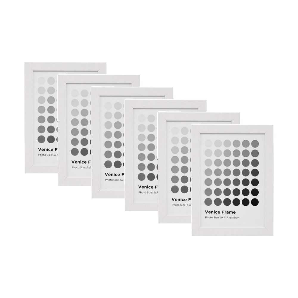 Braz Venice Image Photo Document Display Frame 13x18cm White (6 Pack)