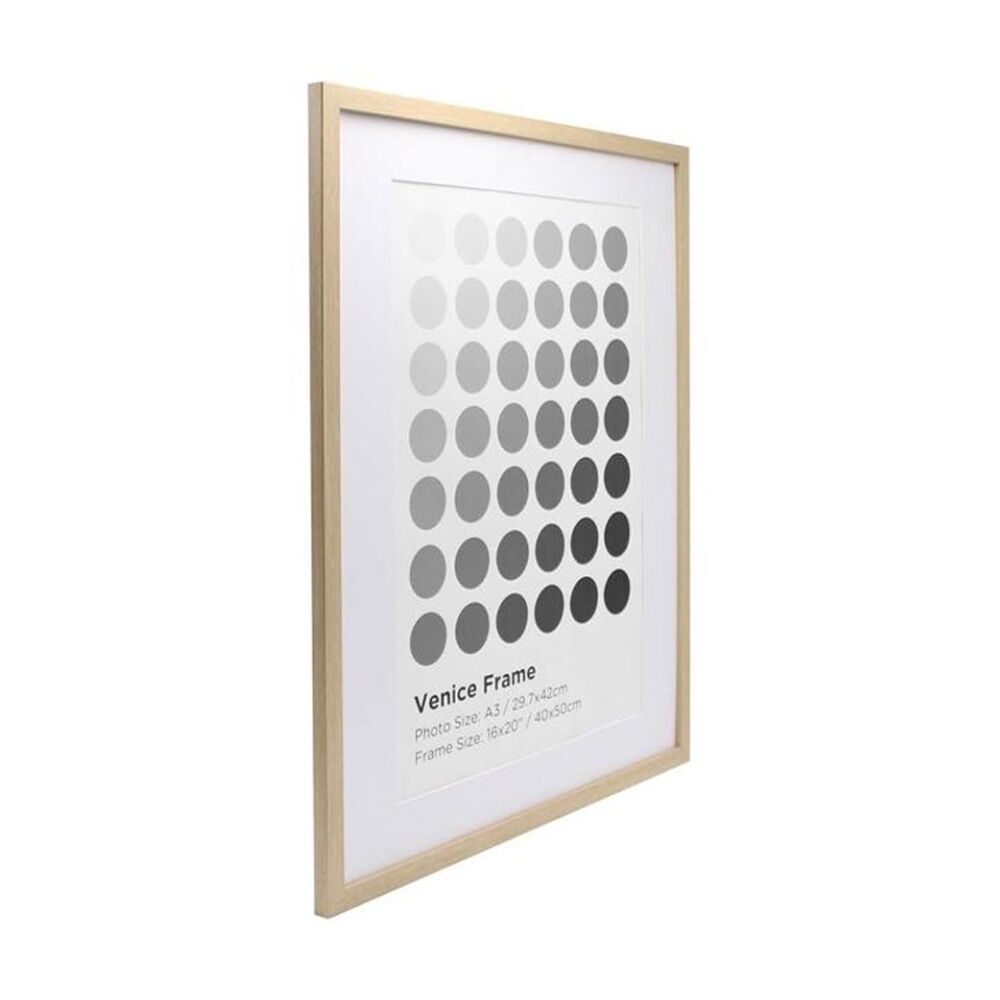 Brazco Frame Venice 16x20 Bch - Modern Wood Photo Frame With Grey Circle Pattern And Clip Mounts - Fits A3 29.7 x 42 cm Artwork - 40 x 50 cm Light — image 2