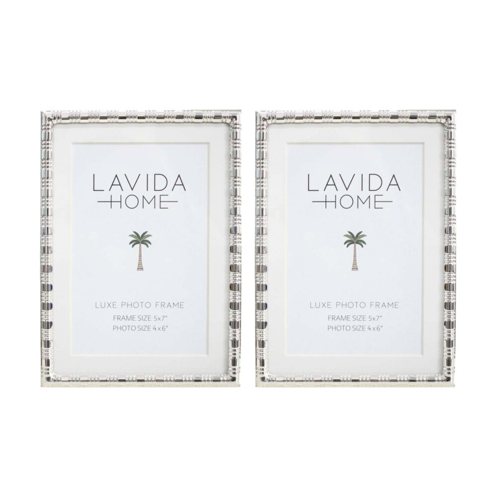 LVD Deluxe Silver Plated Iron 5x7 Photo Frame Home Decor 19x14x1.5cm (2 Pack)