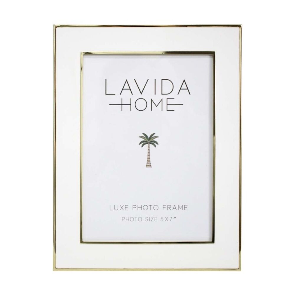 LVD 19x14x1.5cm Luxe 5x7 Gold Trim Iron/ Glass Photo Frame Home Decor