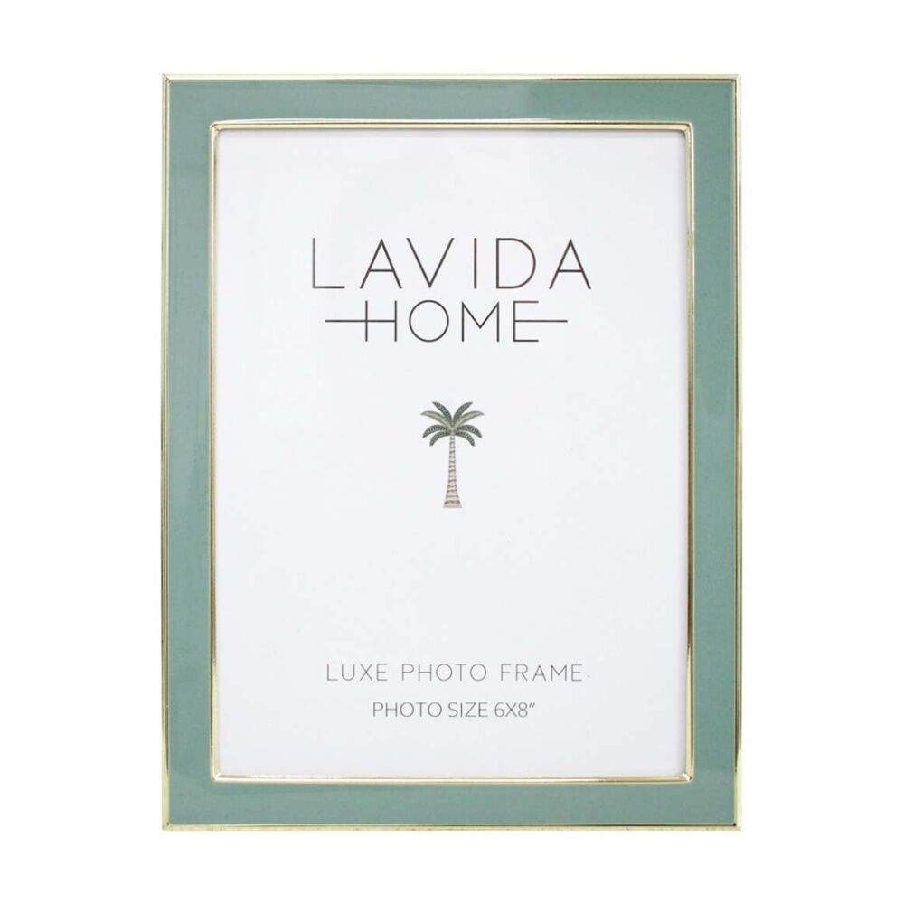 LVD 21.5x16.5x1.6cm 6x8 Trim Iron Glass Photo Frame Home Decor — Sage Gold