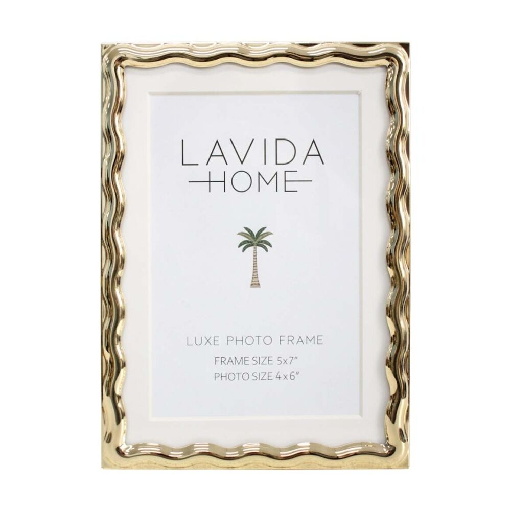 LVD 18.5x13.5x1.5cm Luxe 5x7 Gold Wavy Iron/ Glass Photo Frame Home Decor