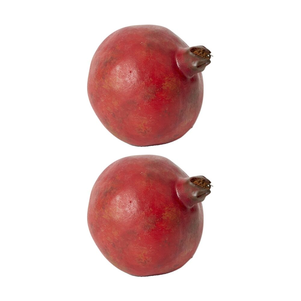 E Style Pomegranate Grand Realistic Artificial Fruit Plastic Red 10cm (2 Pack)