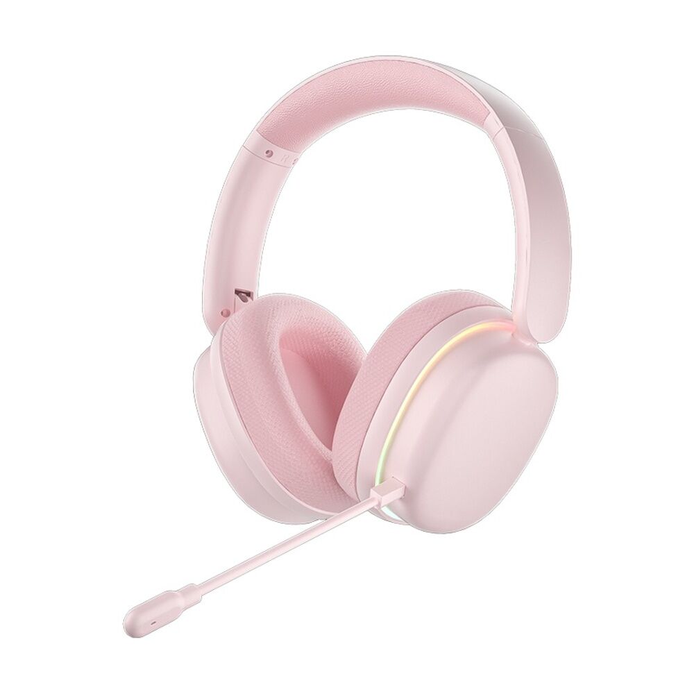 Aula G7 Pro Wireless Tri-Mode Gaming Headset Low Latency 2.4G 10ms RGB Lighting 40mm Speakers PC Laptop Mobile PS4 PS5 80 Hours — Pink