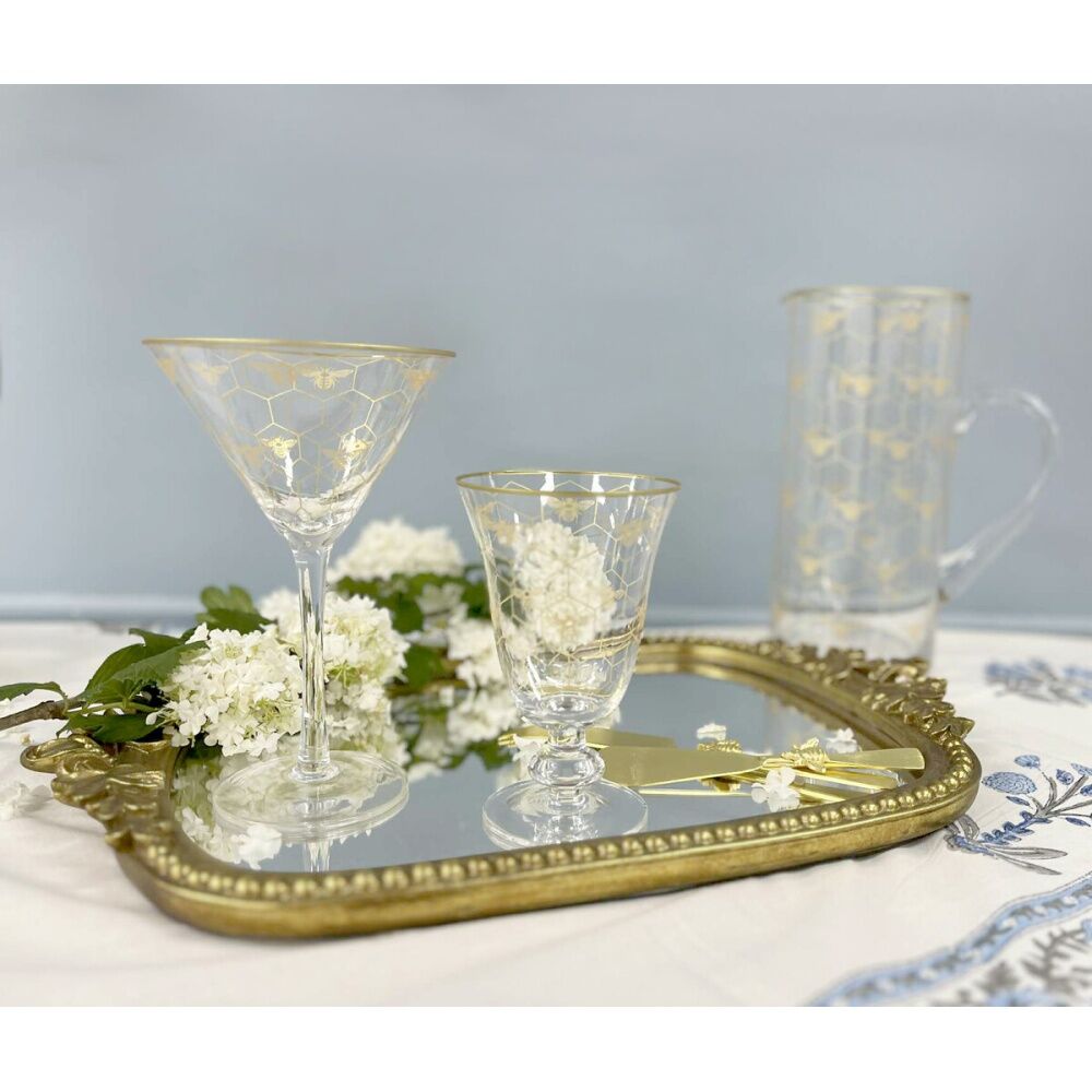 LVD White Honeycomb Bee Decal Glass Water Jug Home/Kitchen Decor — image 2