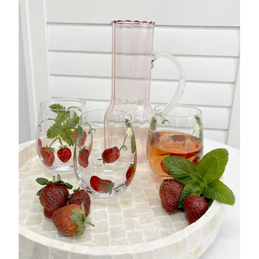 LVD 21x14.12.5cm Pink Poppy Water Glass Jug Home/Kitchen Tableware Decor — image 2