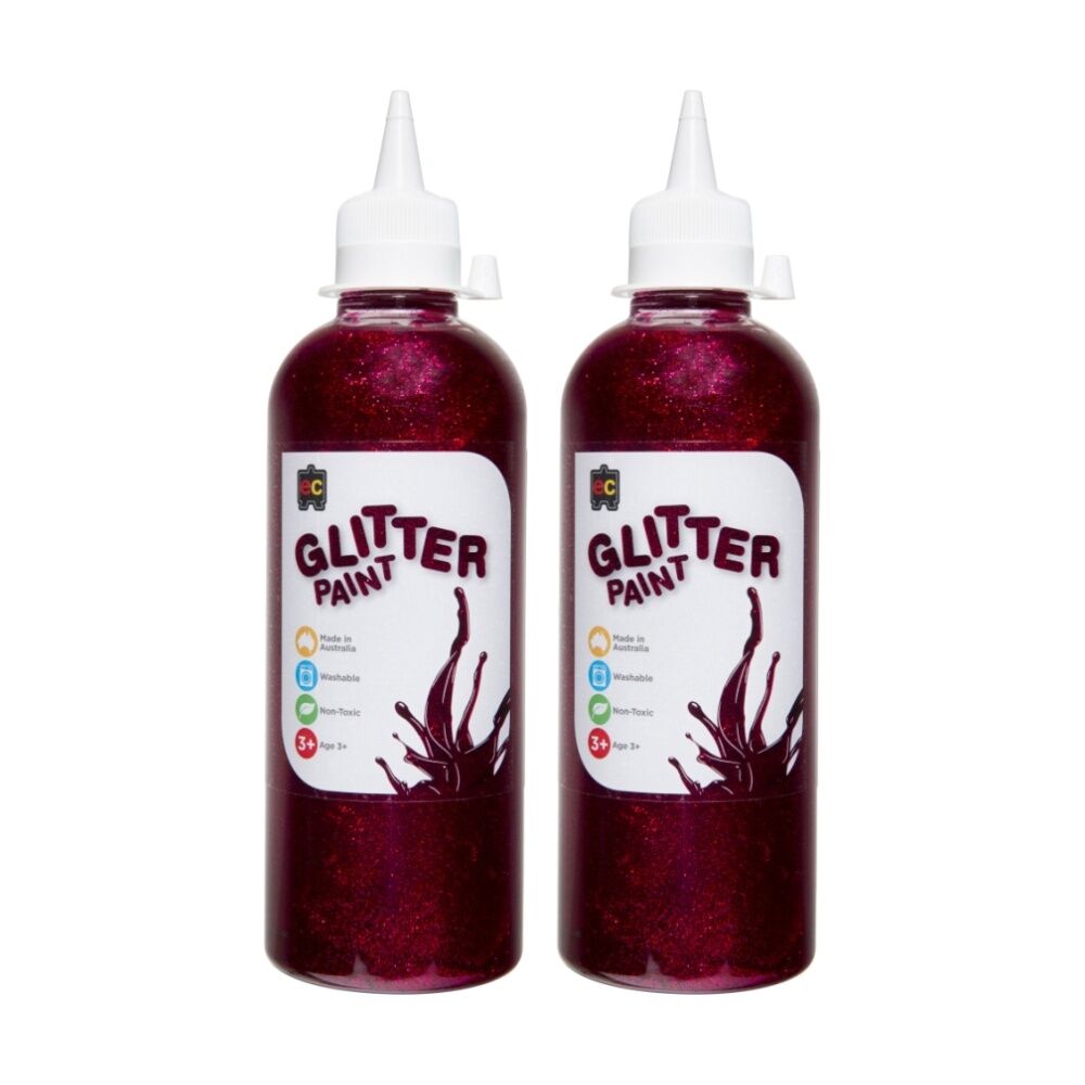 Educational Colours Glitter Acrylic Junior Paint Magenta 500ml 3y+ (2 Pack)