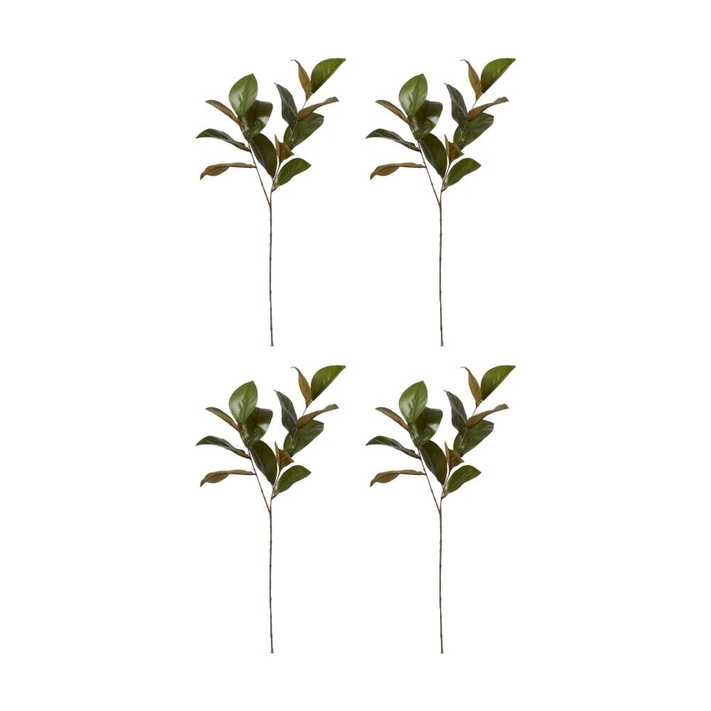 E Style Magnolia Leaf Spray Realistic Artificial Flower Green 25x16x76cm (4 Pack)