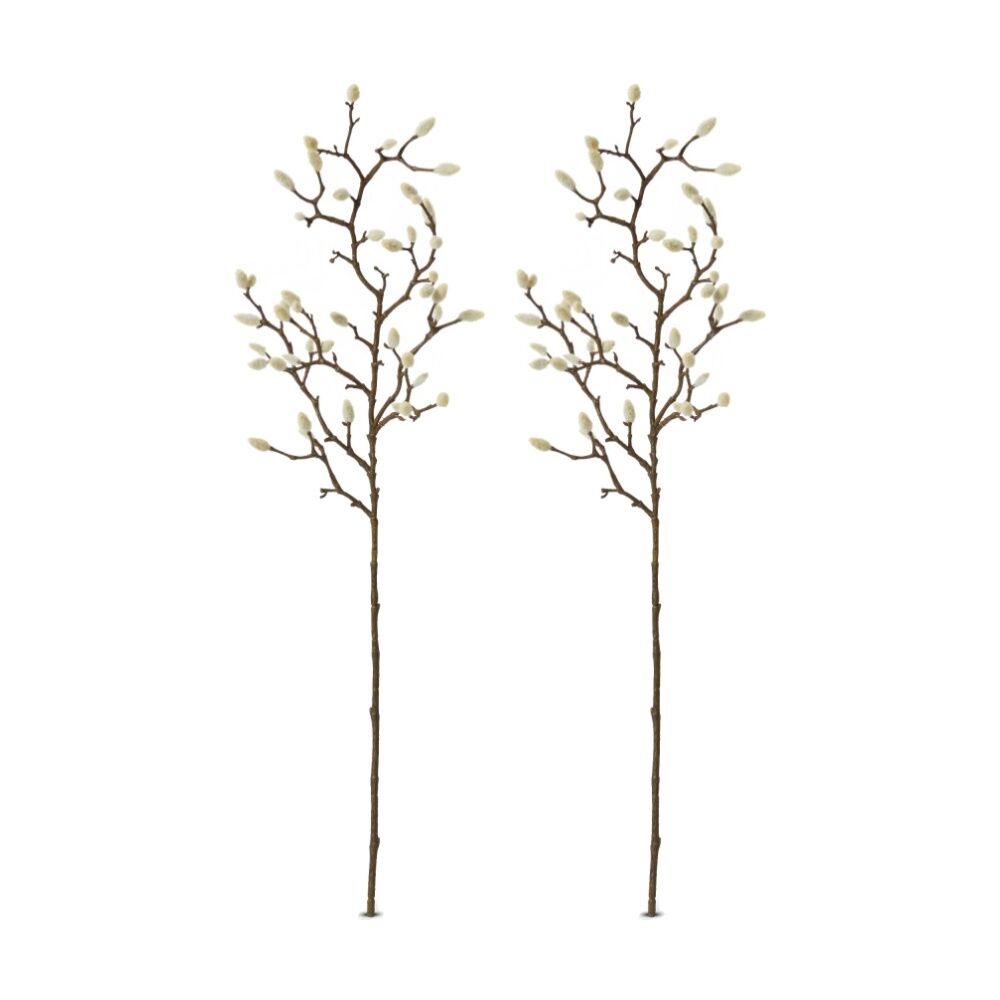 E Style Magnolia Bud Spray Realistic Artificial Flower Natural 25x10x74cm (2 Pack)