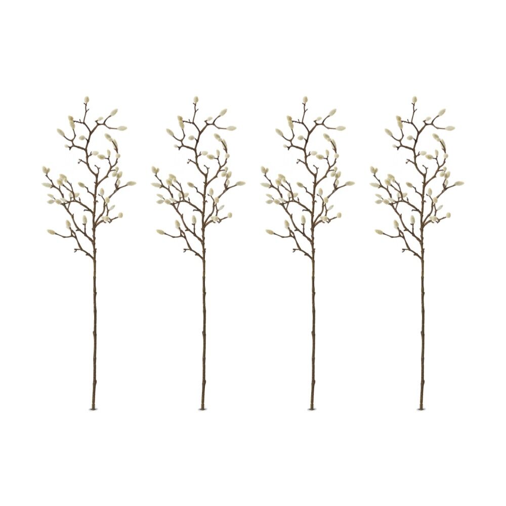 E Style Magnolia Bud Spray Realistic Artificial Flower Natural 25x10x74cm (4 Pack)