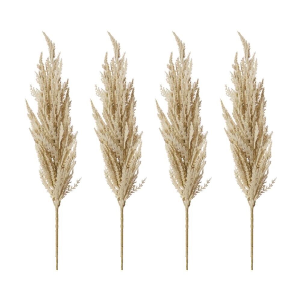 E Style Pampas Grass Stem Realistic Artificial Flower Plastic Beige 94cm (4 Pack)