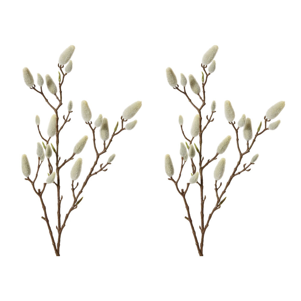 E Style Magnolia Bud Branch Realistic Artificial Flower Cream Brown 76cm (2 Pack)